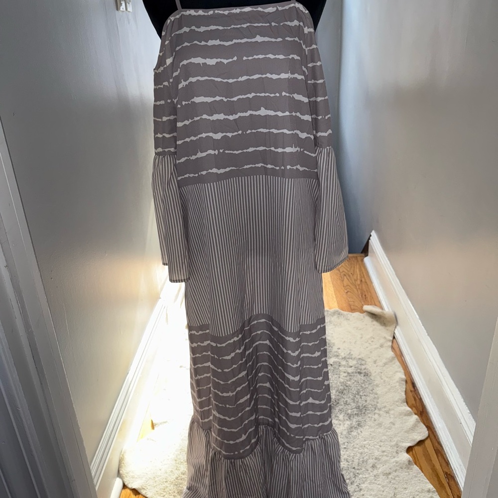 Gray Striped Women's Dress